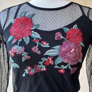 American Eagle Sheer and Embroidered Top